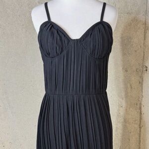 DKNY Black Ruffle Pleated Midi Bustier